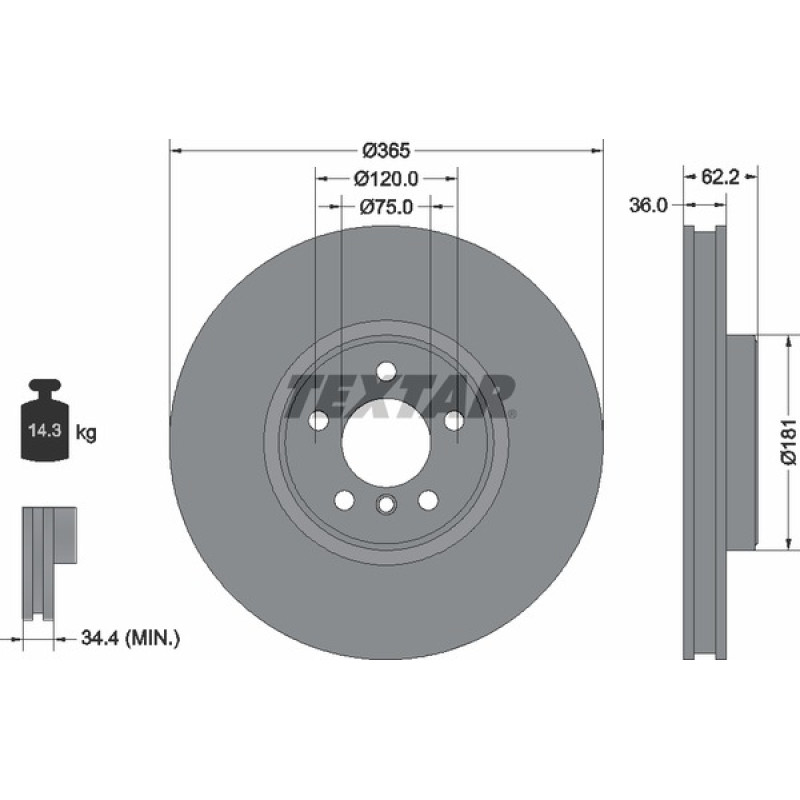 Диск тормозной (передний) BMW X5 (E70/F15) 06-/X6 (E71/F16) 07- (365x36) PRO+