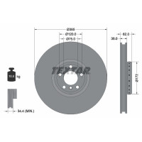 Диск тормозной (передний) BMW X5/X6 06- (385x36) (R) PRO+